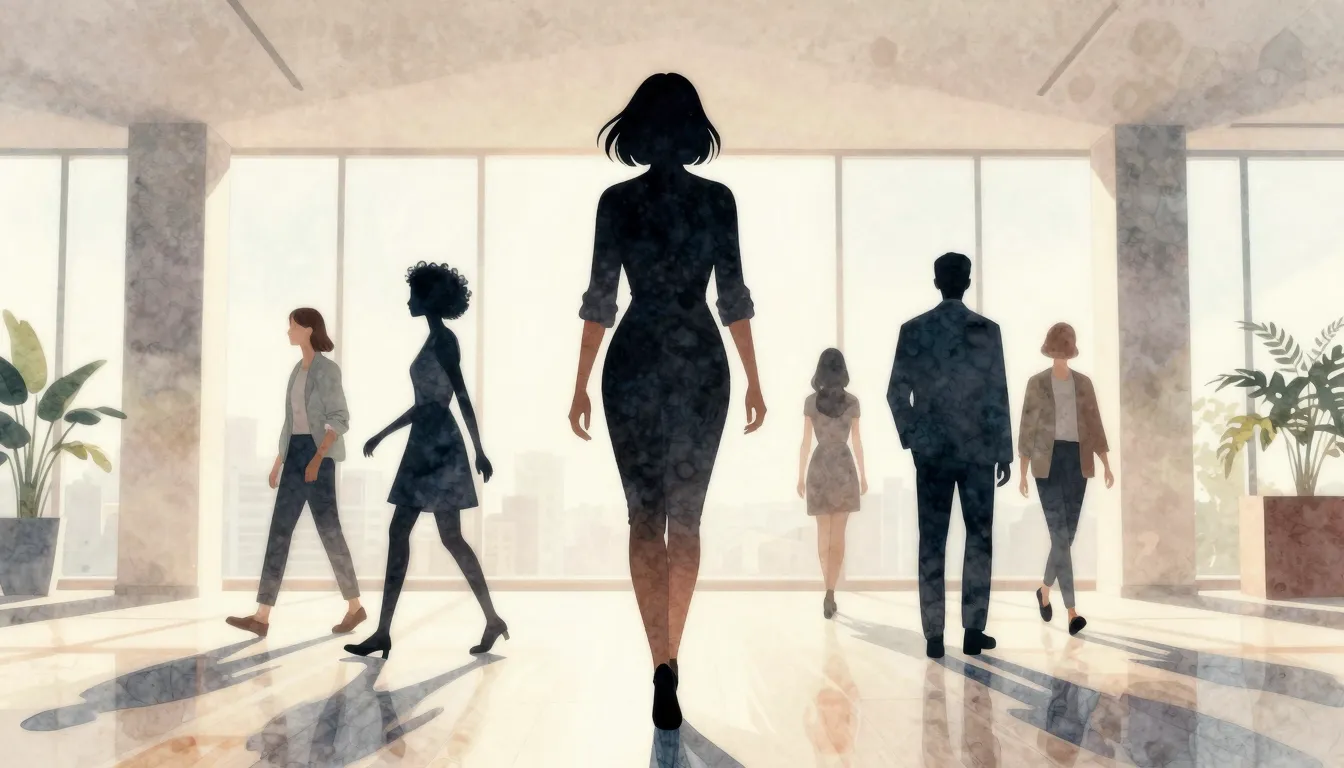 Watercolor style. A silhouette of a confident woman leading ...