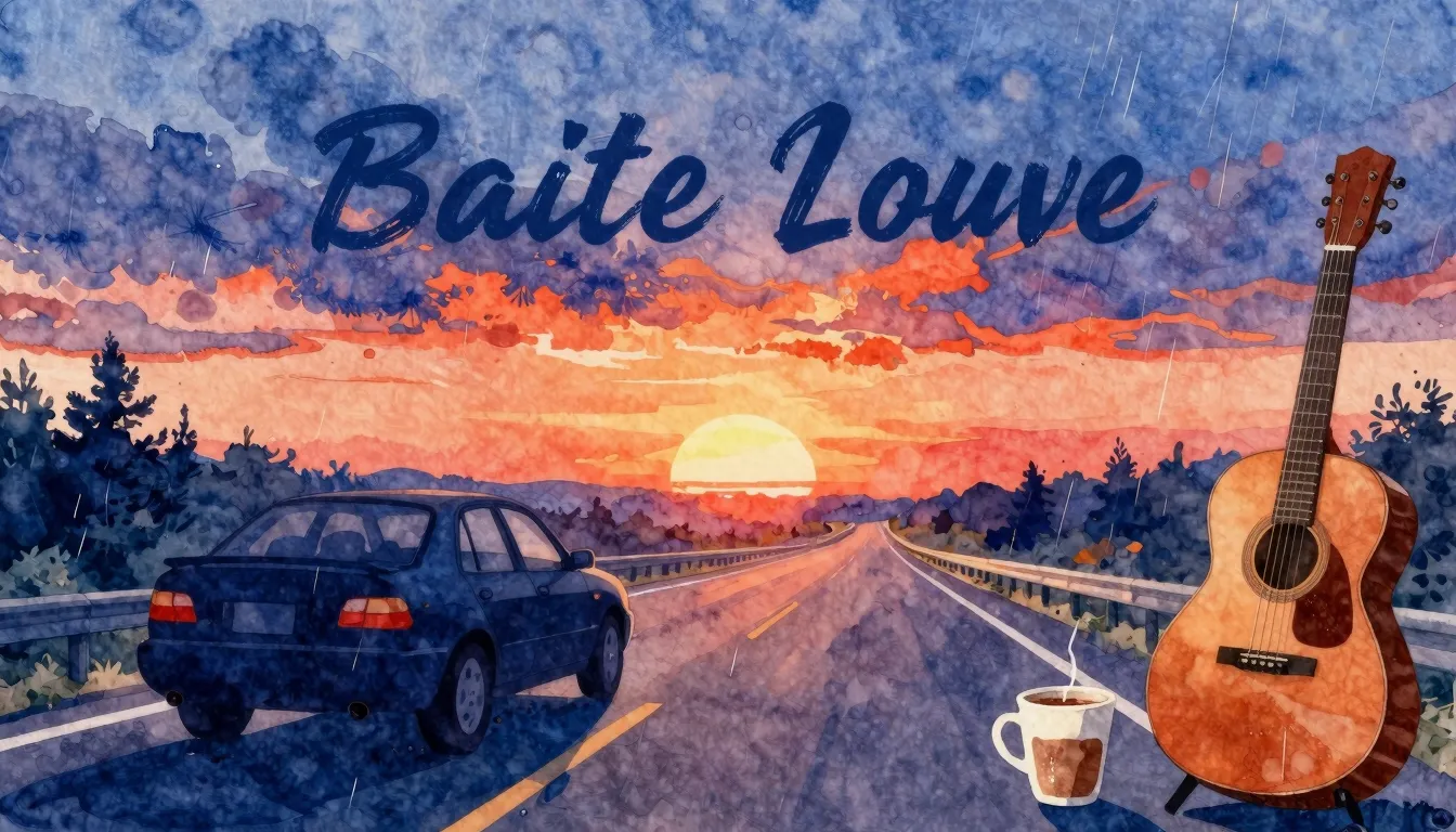 Vibrant watercolor style. Blues album cover, romantic road t...