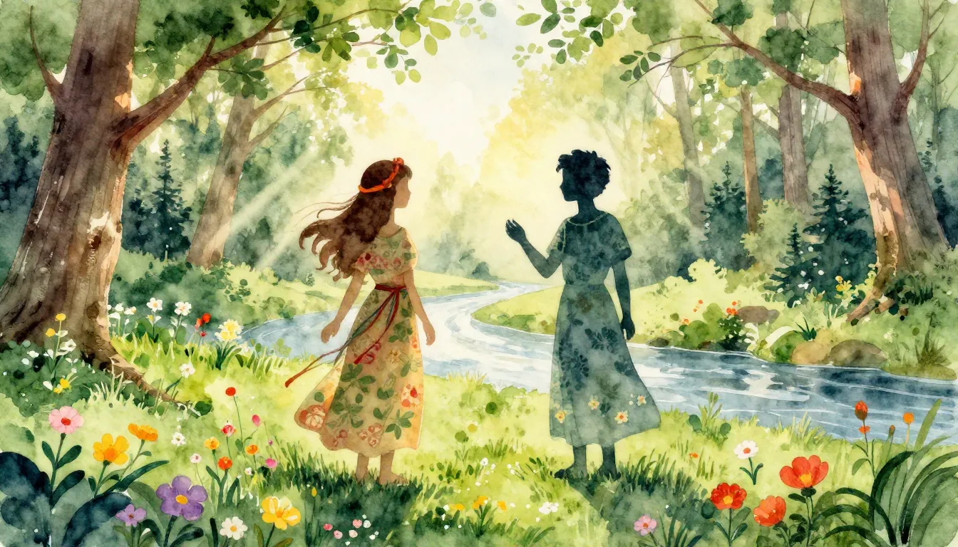 Vibrant watercolor style. Folk song album cover: Slavic myth...