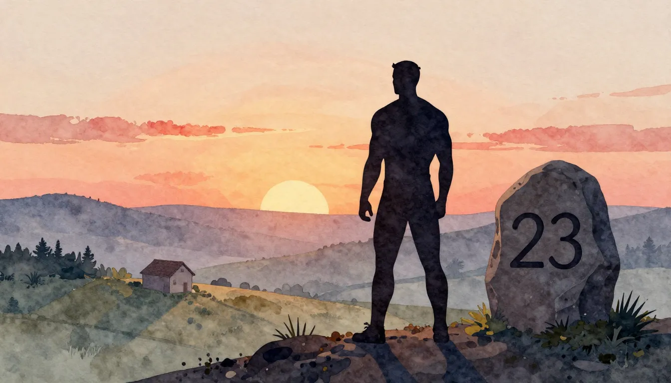 Watercolor style. A silhouette of a strong figure standing o...