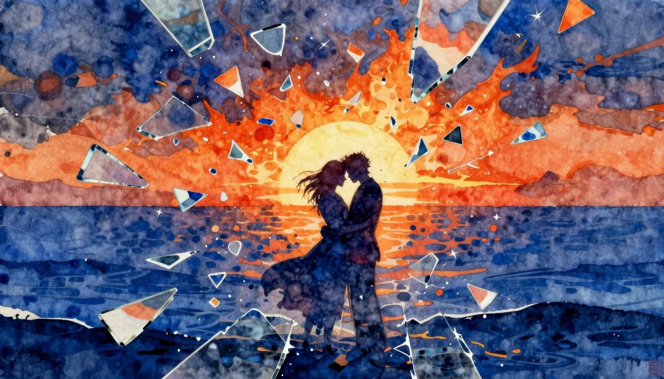 Vibrant watercolor style. Rap album cover: abstract, shatter...