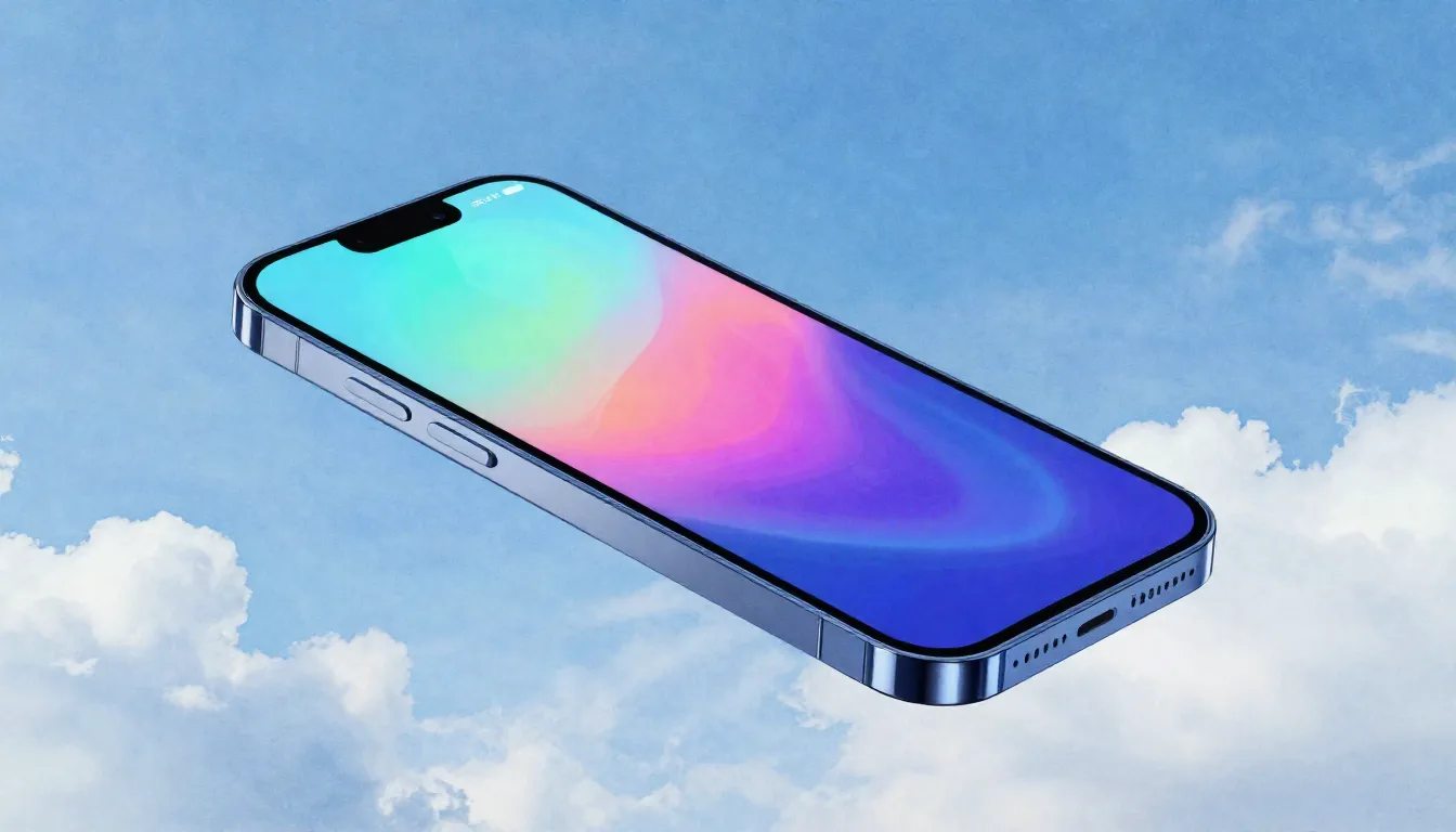 Watercolor style. A futuristic sleek smartphone glowing with...