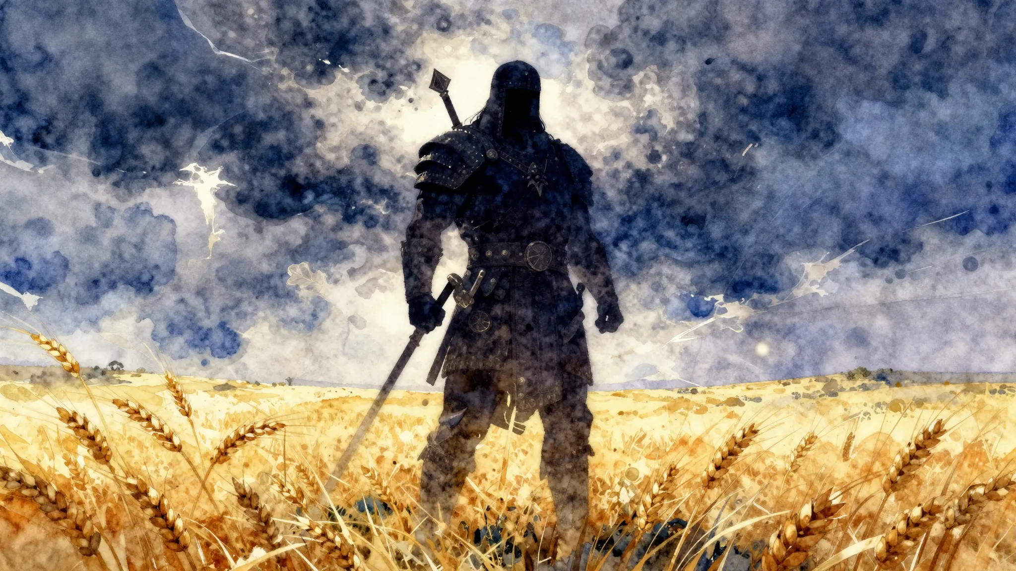 Vibrant watercolor style. Epic rock album cover: Mighty Russ...