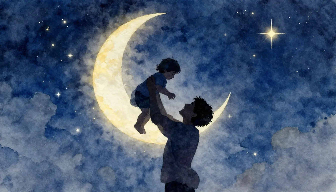 Watercolor style. Artistic silhouette of a parent lifting a ...