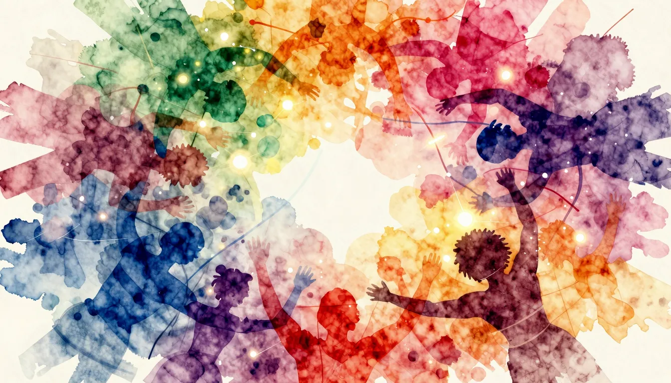 Vibrant watercolor style. Vibrant, energetic dance music alb...