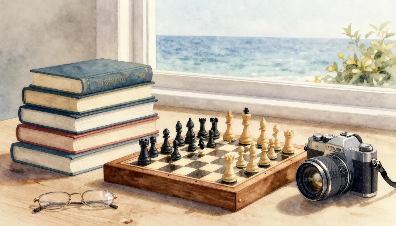 Watercolor style. A cozy aesthetic scene featuring a stack o...