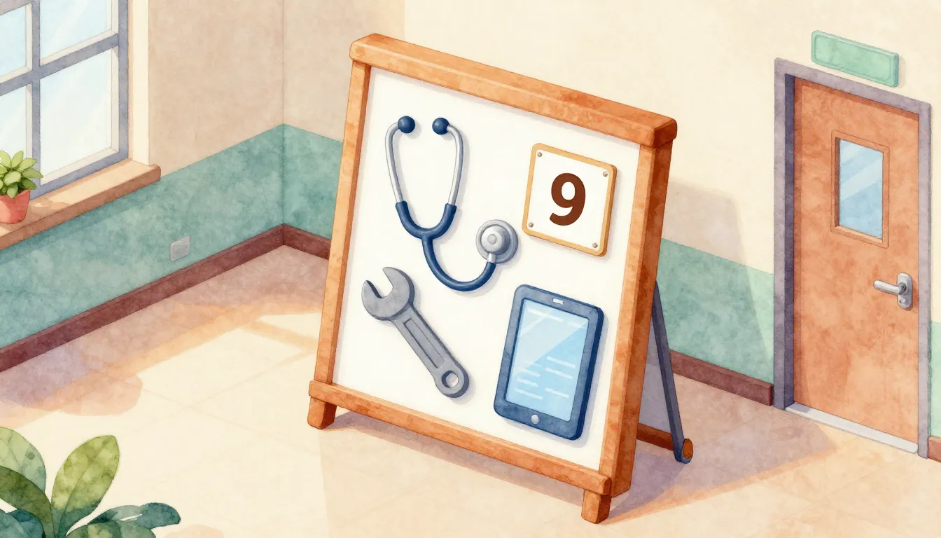 Watercolor style. 3D isometric career guidance stand in a sc...