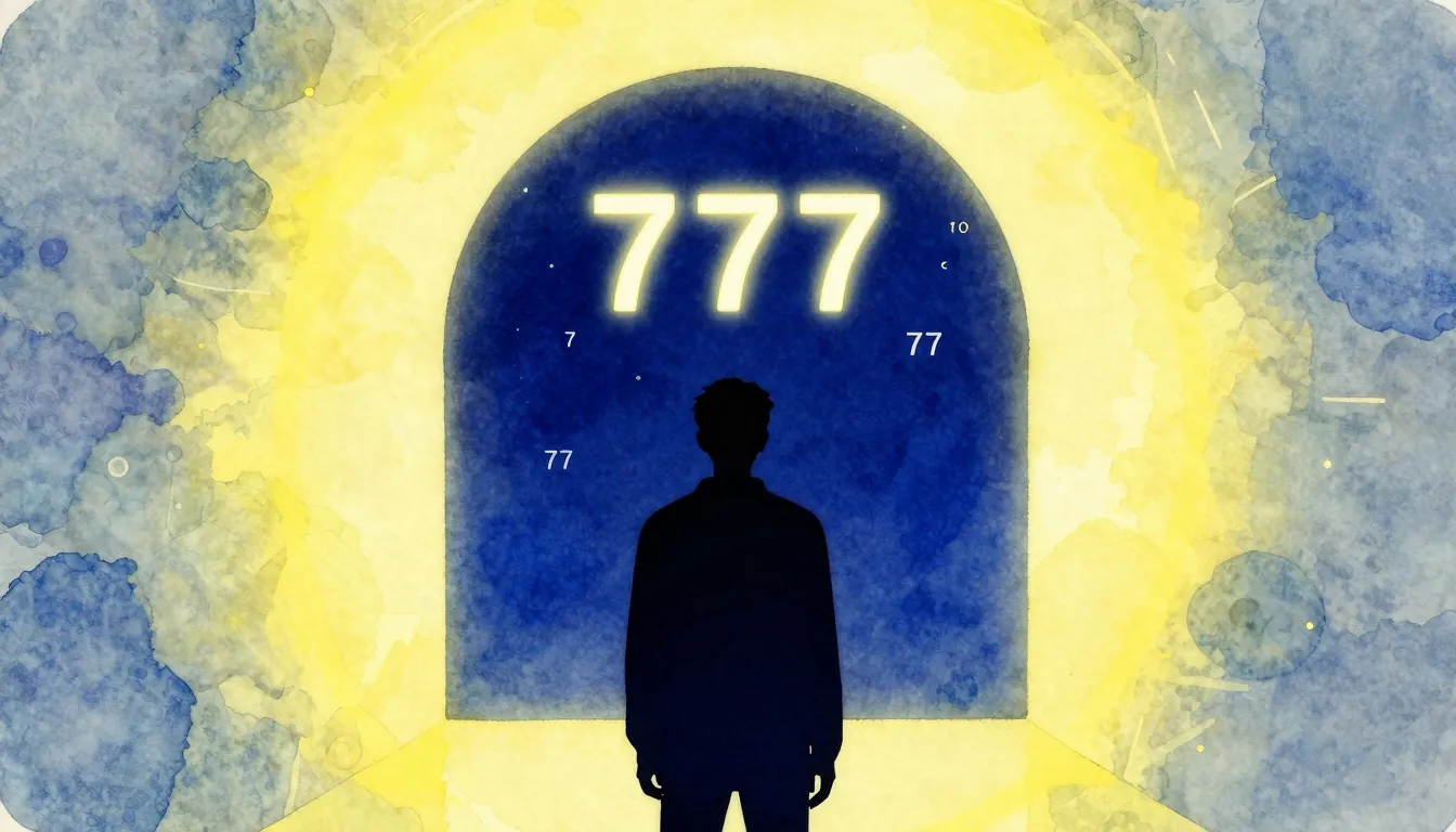 Watercolor style. A dark silhouette of a person standing bef...