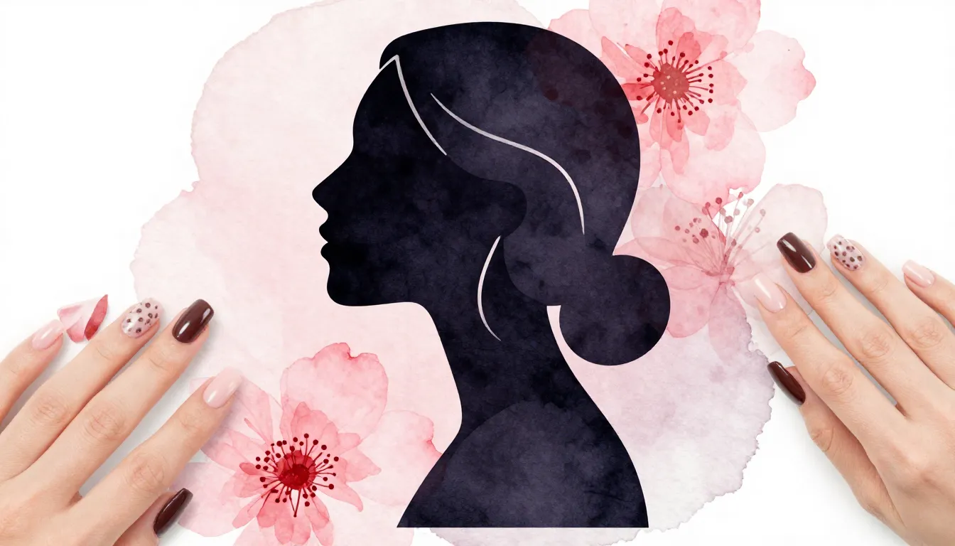 Watercolor style. Abstract silhouette of a woman's profile, ...