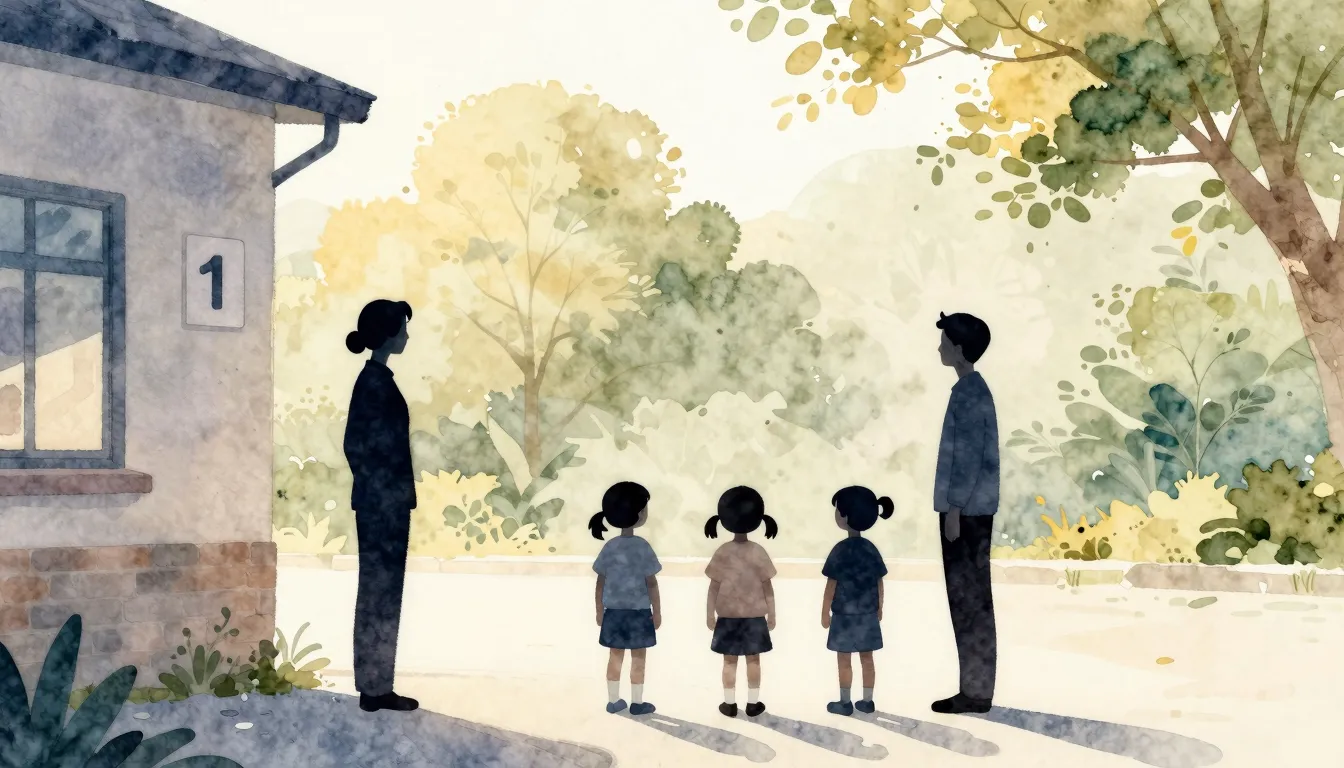 Watercolor style. Silhouettes of two teachers and a group of...