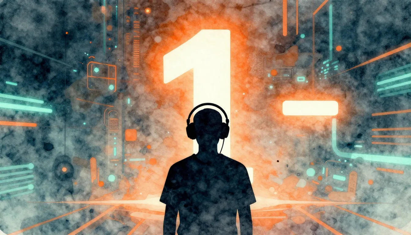 Watercolor style. A minimalist silhouette of a gamer with he...