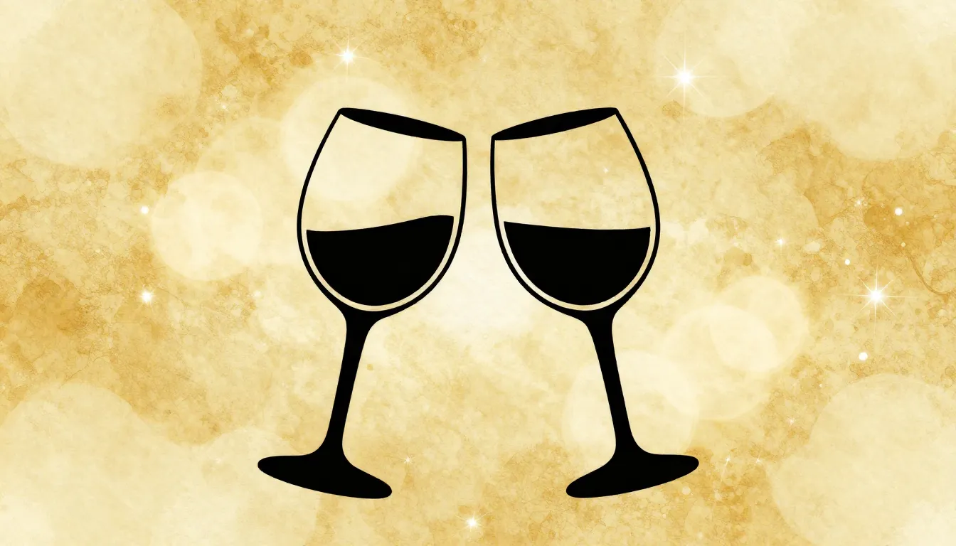 Watercolor style. Silhouette of two elegant glasses clinking...