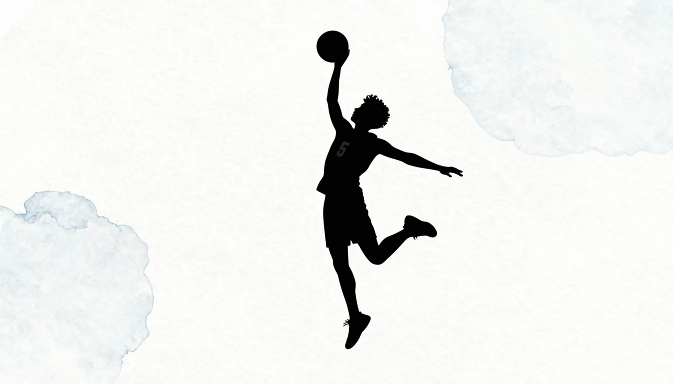 Watercolor style. Silhouette of a tall person with curly hai...