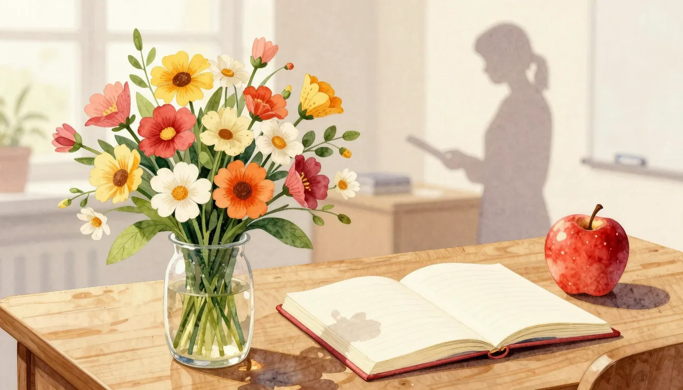 Watercolor style. A beautiful bouquet of spring flowers on a...