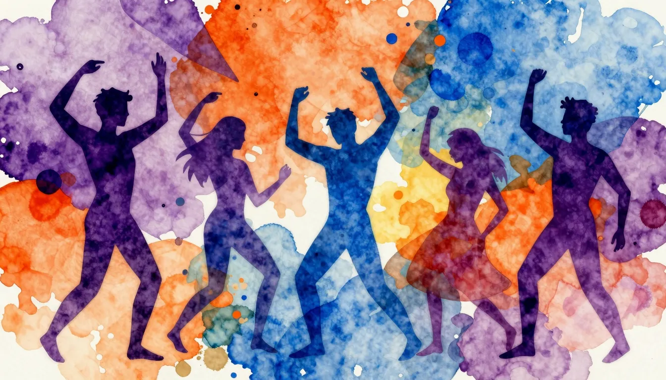 Vibrant watercolor style. Funk album cover. Abstract, vibran...