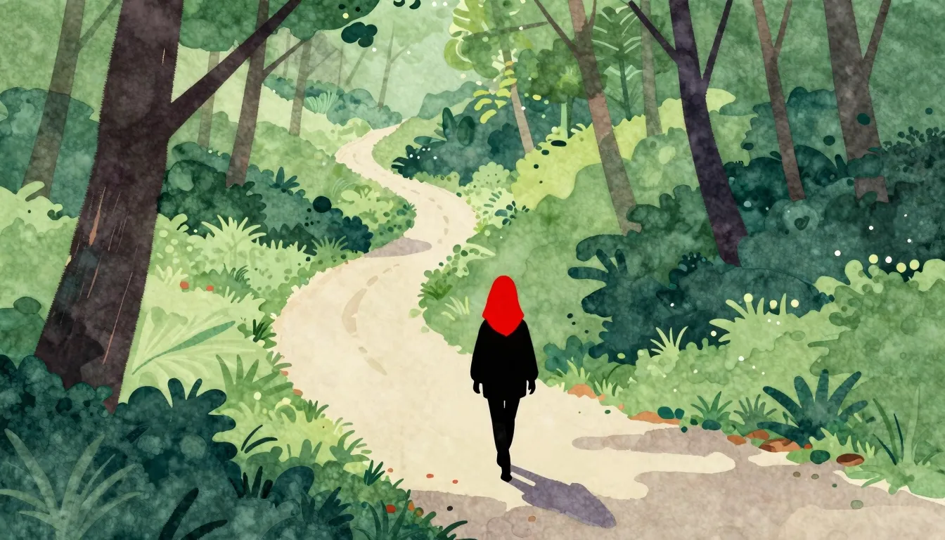 Watercolor style. A silhouette of a small figure with a brig...