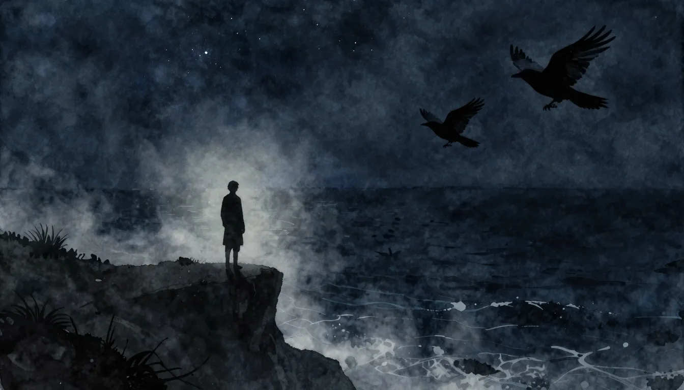 Vibrant watercolor style. A dark, moody album cover for an a...