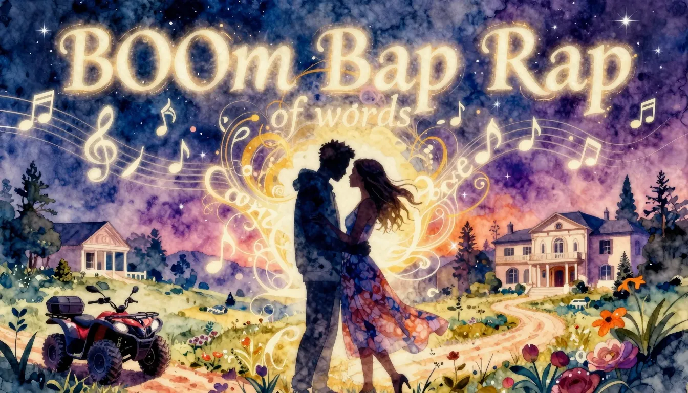 Vibrant watercolor style. Boom Bap Rap album cover. Abstract...