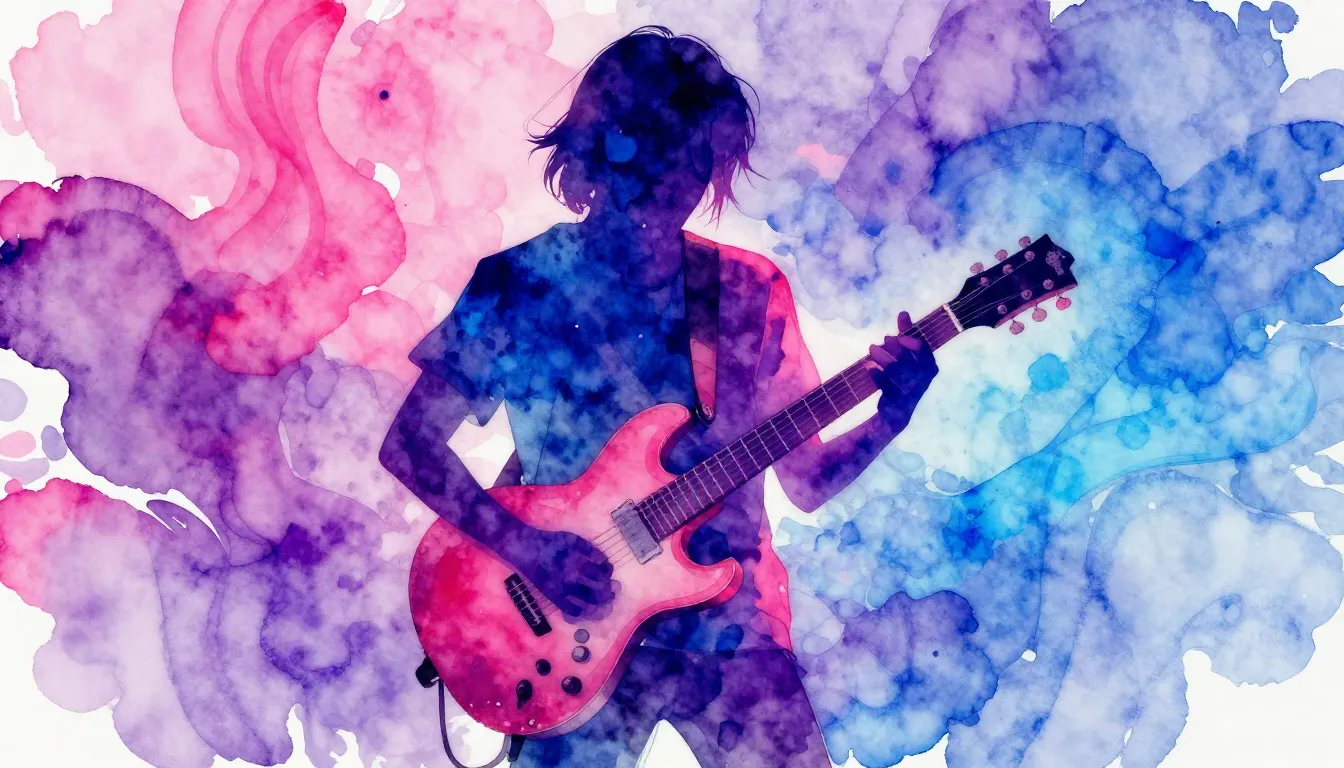 Vibrant watercolor style. A vibrant, neon-lit silhouette of ...