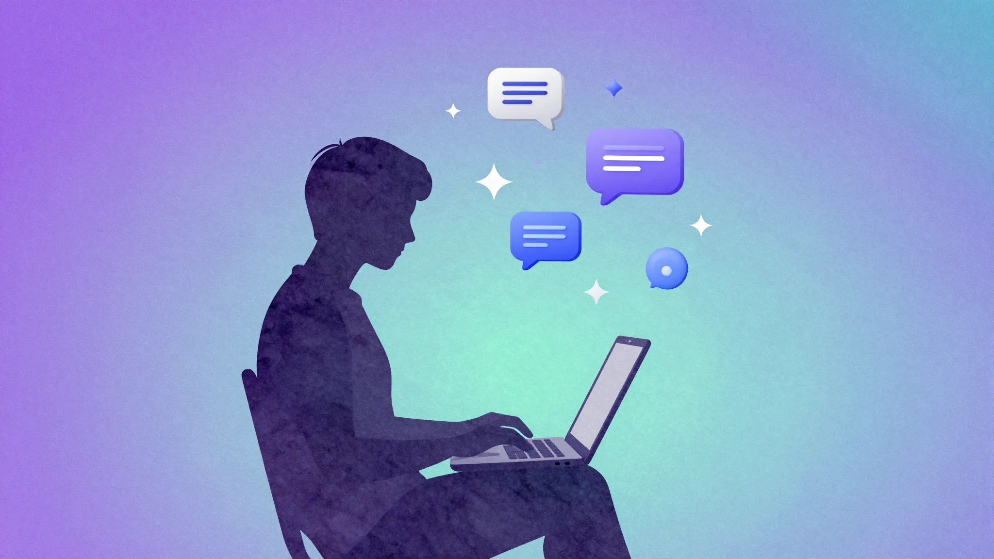 Watercolor style. A stylized silhouette of a person sitting ...