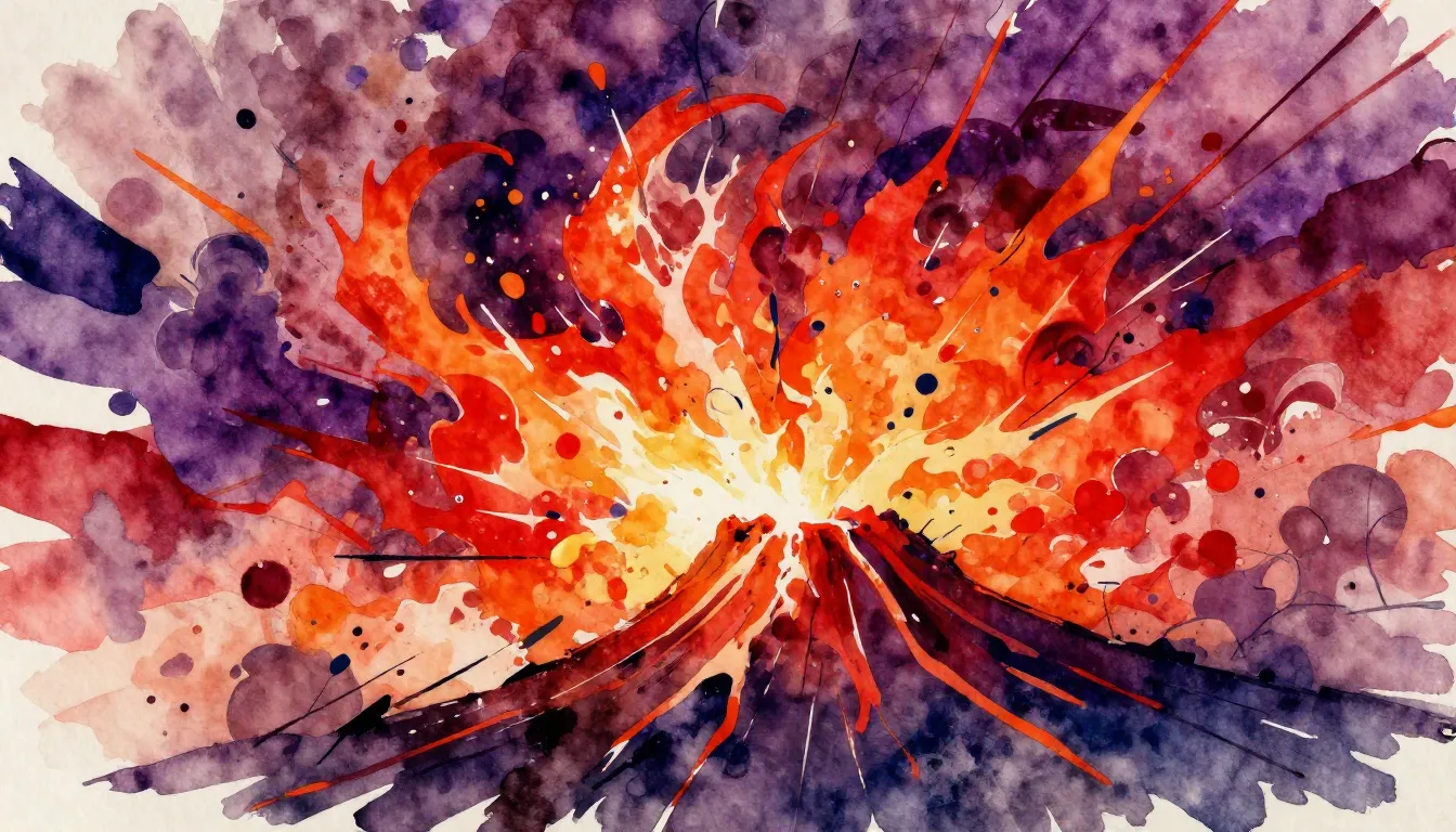 Vibrant watercolor style. A vibrant, chaotic abstract cover....