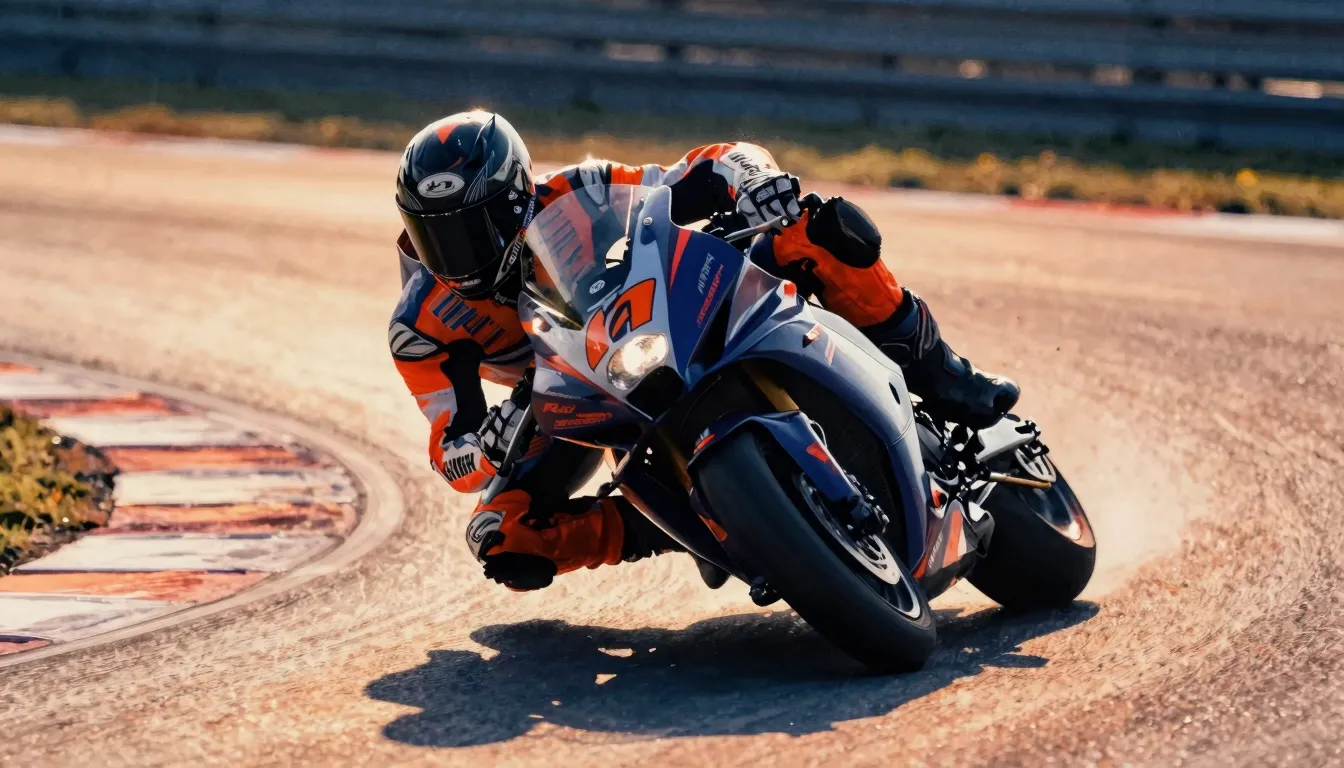 Watercolor style. Silhouette of a motorcycle racer leaning i...