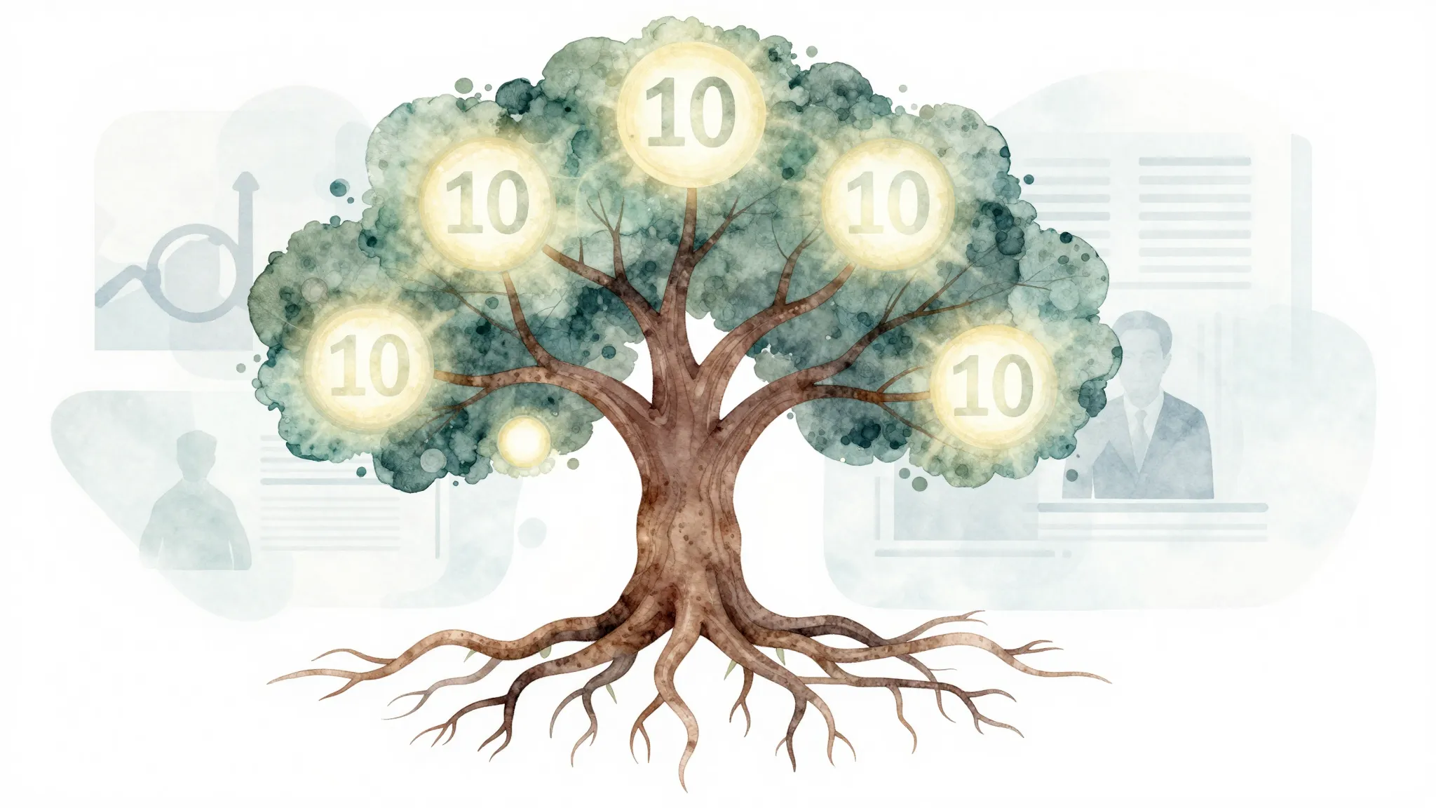 Watercolor style. A conceptual illustration of a tree with r...