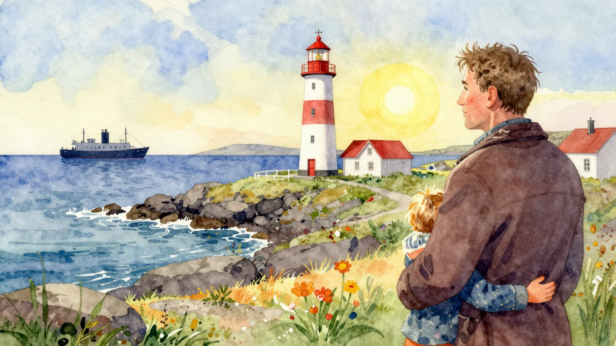 Vibrant watercolor style. Album cover for a heartfelt Icelan...