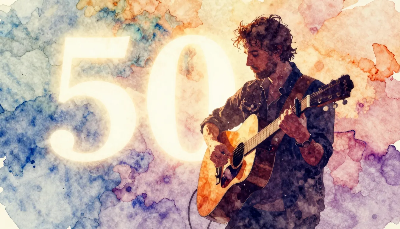 Vibrant watercolor style. A ballad song cover. A silhouette ...