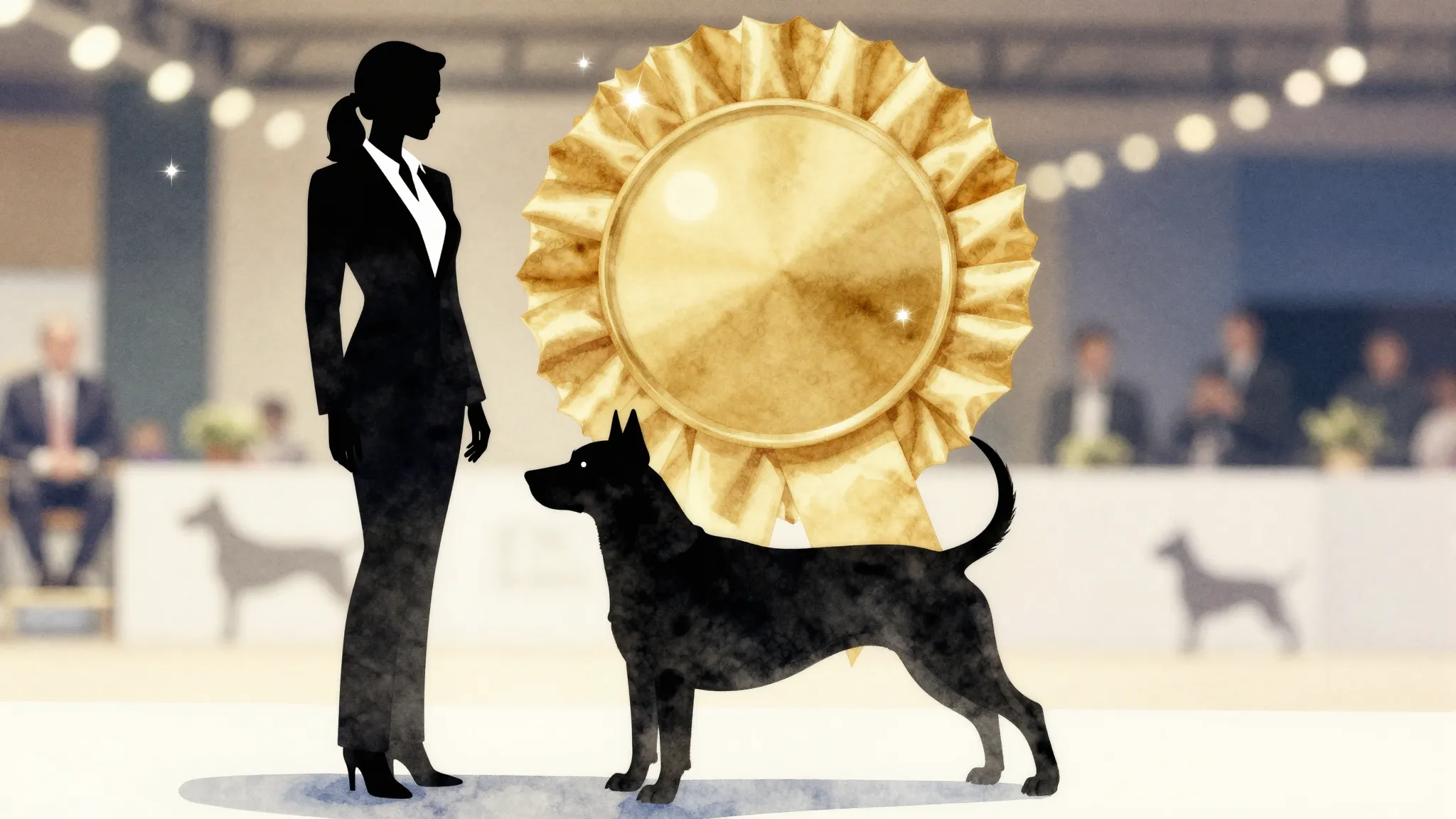 Watercolor style. A silhouette of a professional woman stand...