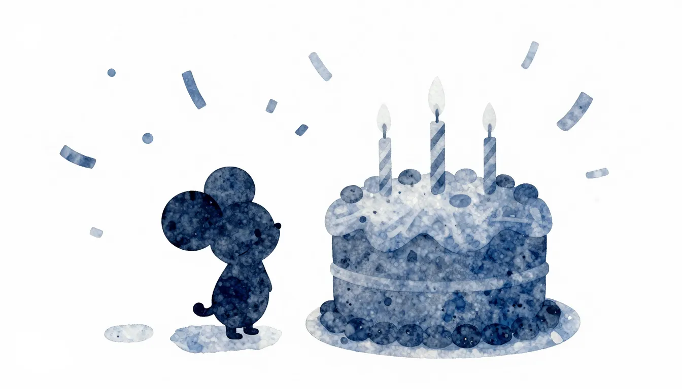 Watercolor style. A silhouette of a small creature with larg...
