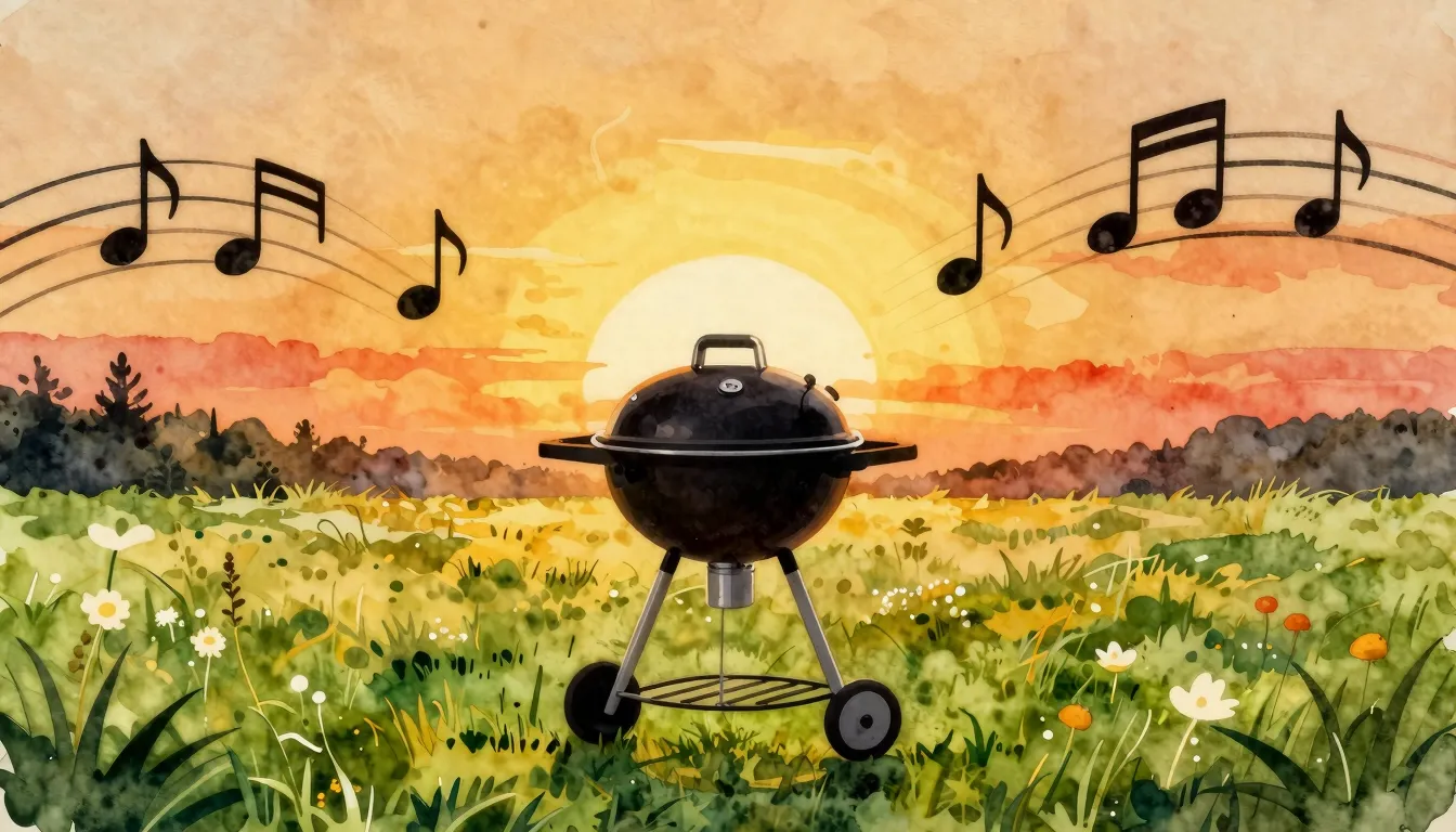 Watercolor style. A bright silhouette of a modern outdoor gr...