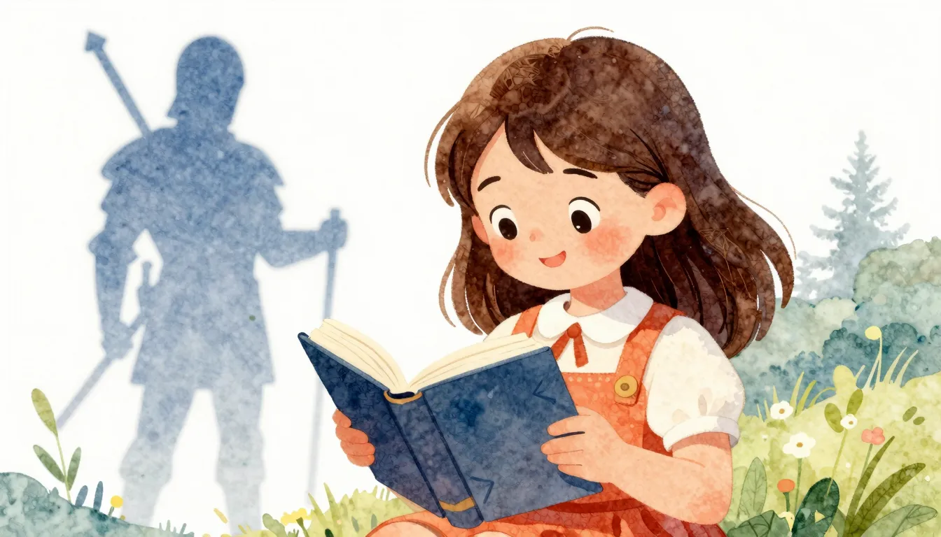 Vibrant watercolor style. Children's song. A stylized, whims...