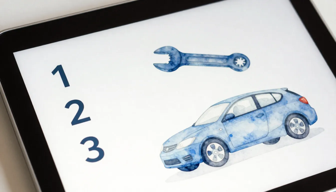 Watercolor style. Close-up of a digital tablet showing a che...