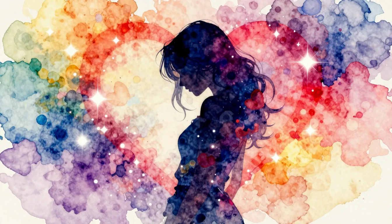 Vibrant watercolor style. Dance pop album cover, vibrant col...