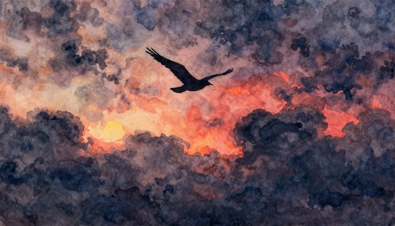 Vibrant watercolor style. Alternative album cover: lone bird...