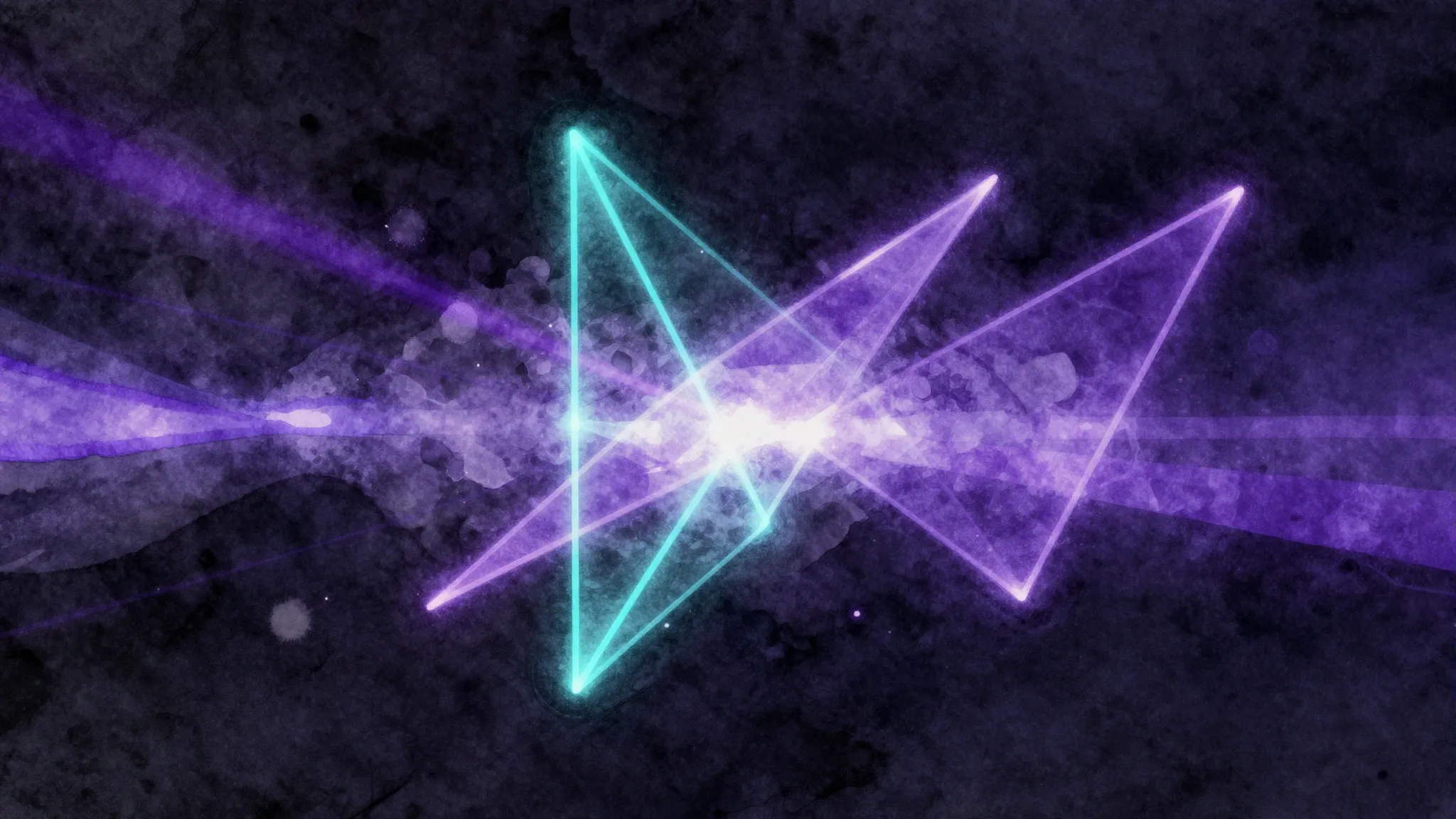 Watercolor style. Abstract neon pulses in a dark void, glowi...