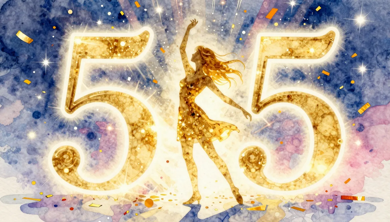 Watercolor style. A golden silhouette of a woman dancing und...