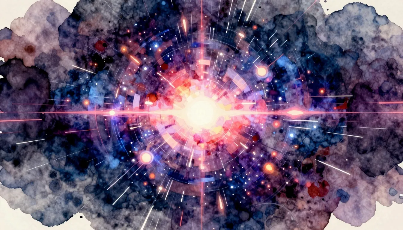 Vibrant watercolor style. Techno album cover, abstract, dark...