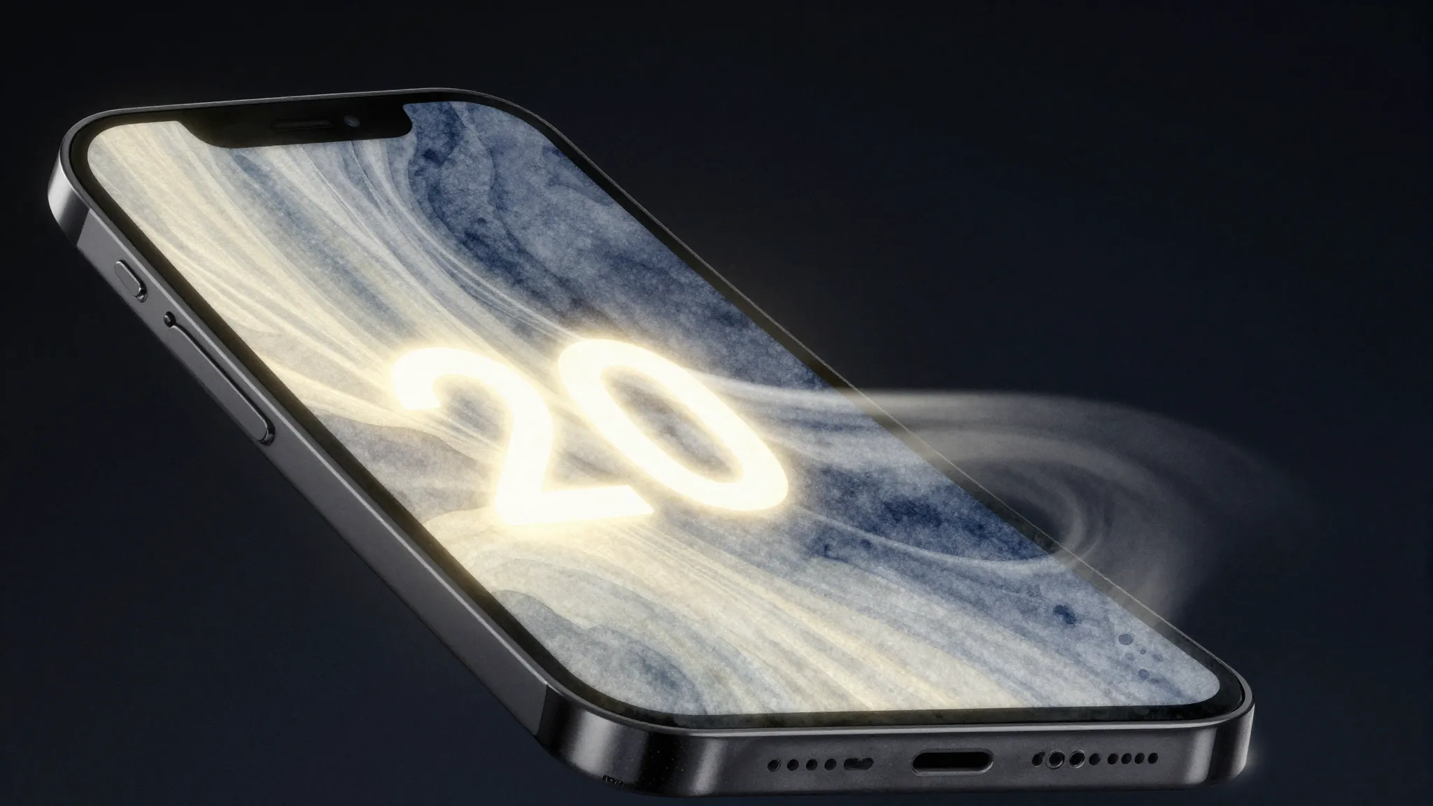 Watercolor style. A sleek smartphone silhouette with a scree...