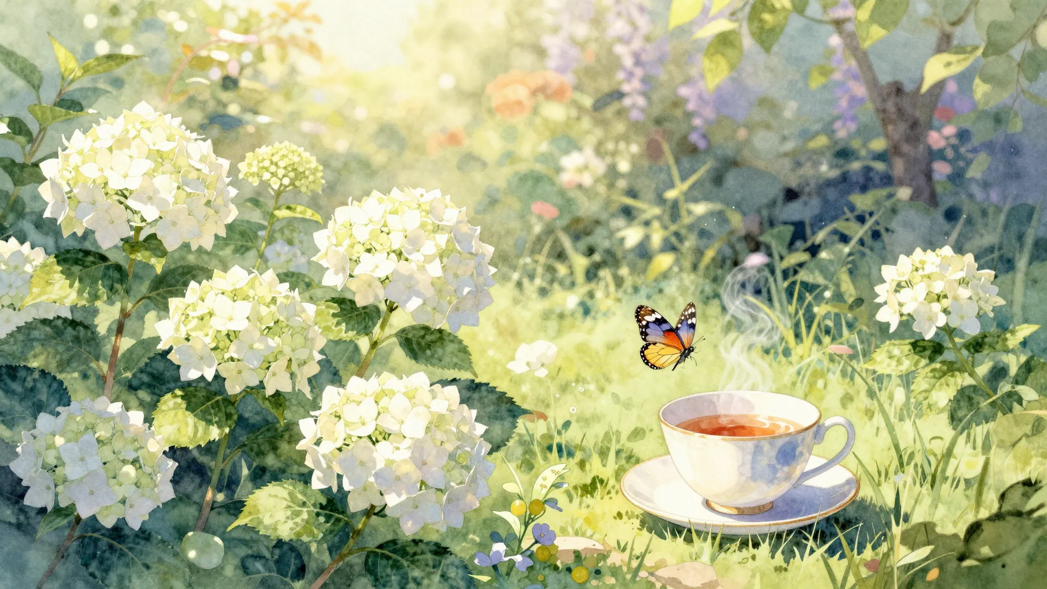 Vibrant watercolor style. Folk song album cover: White hydra...