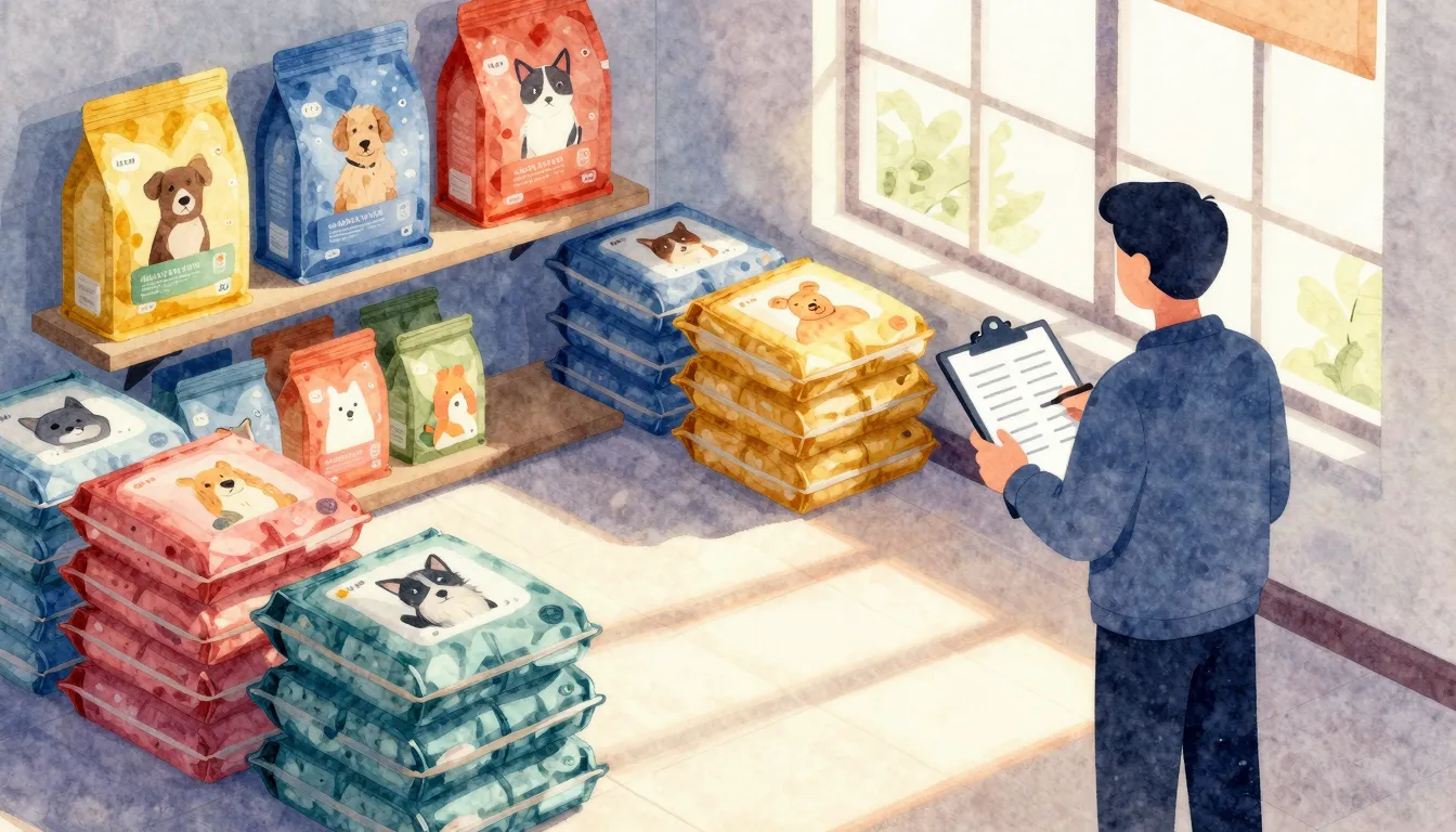 Watercolor style. A cozy pet store interior with many colorf...
