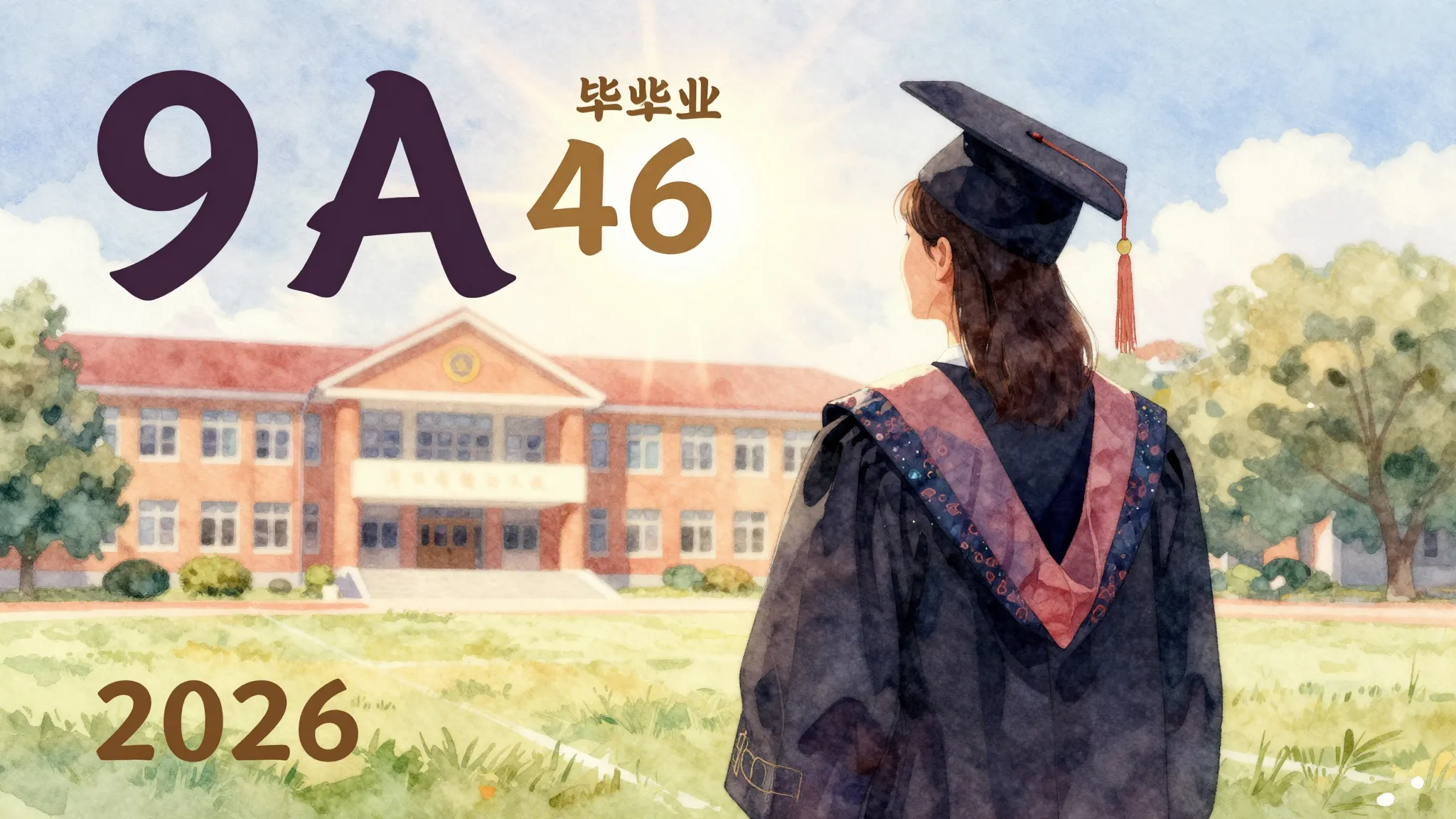 Vibrant watercolor style. Rock ballad album cover: "9A" clas...
