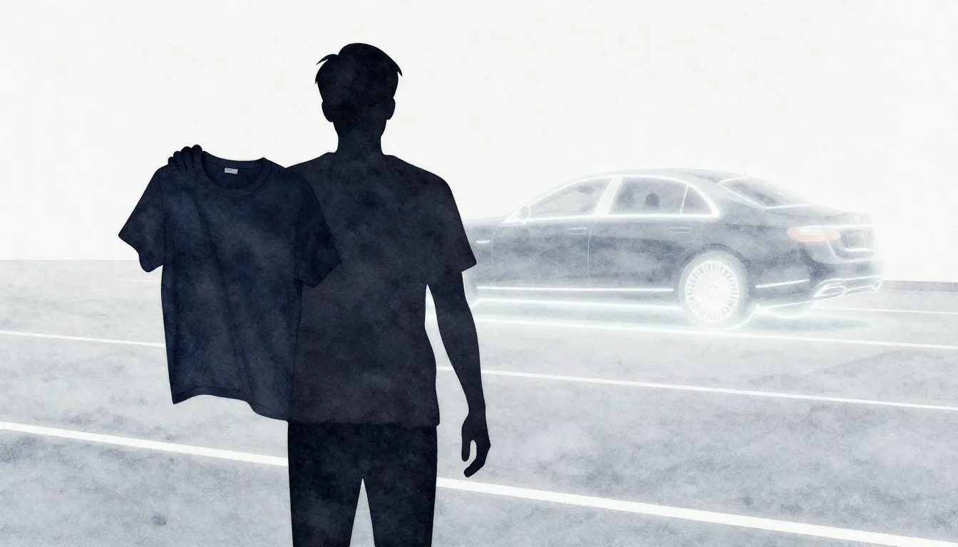 Watercolor style. A dark silhouette of a person holding a fo...