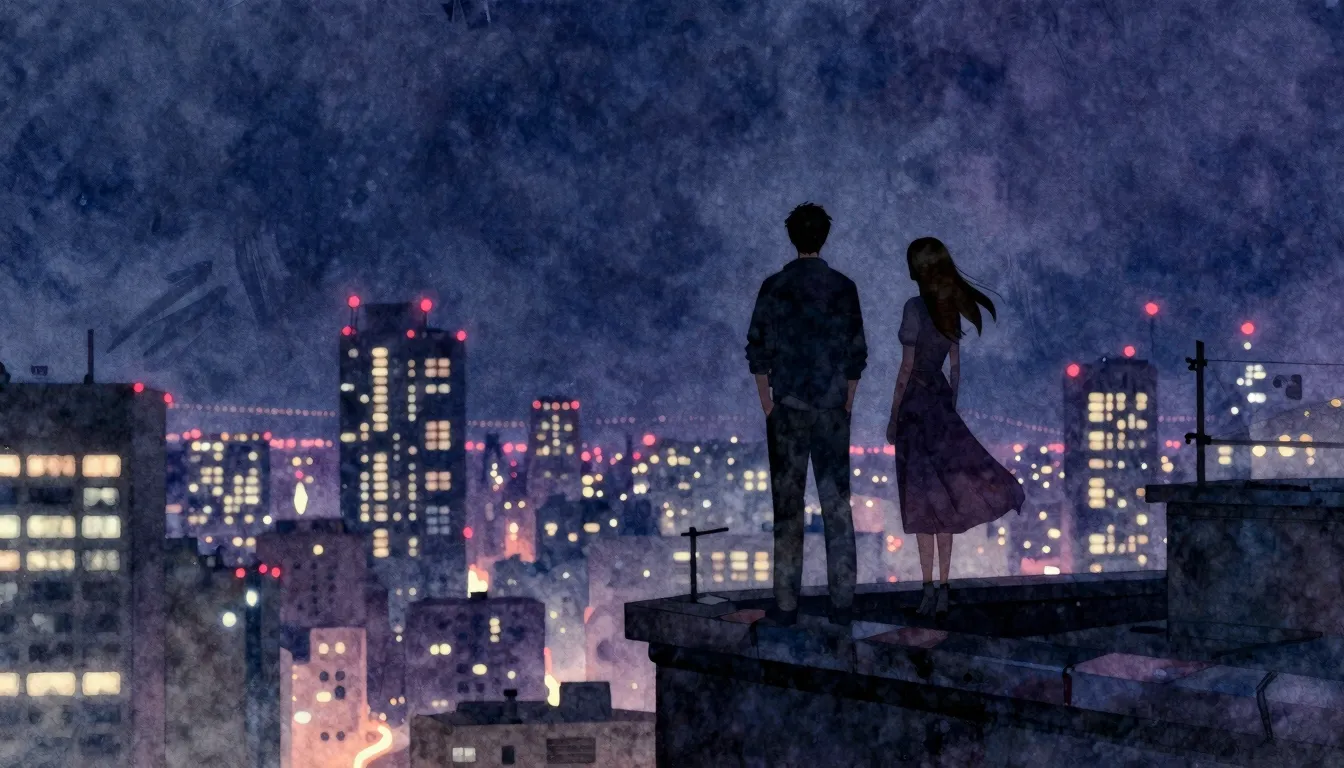 Watercolor style. Silhouettes of a man and a woman standing ...