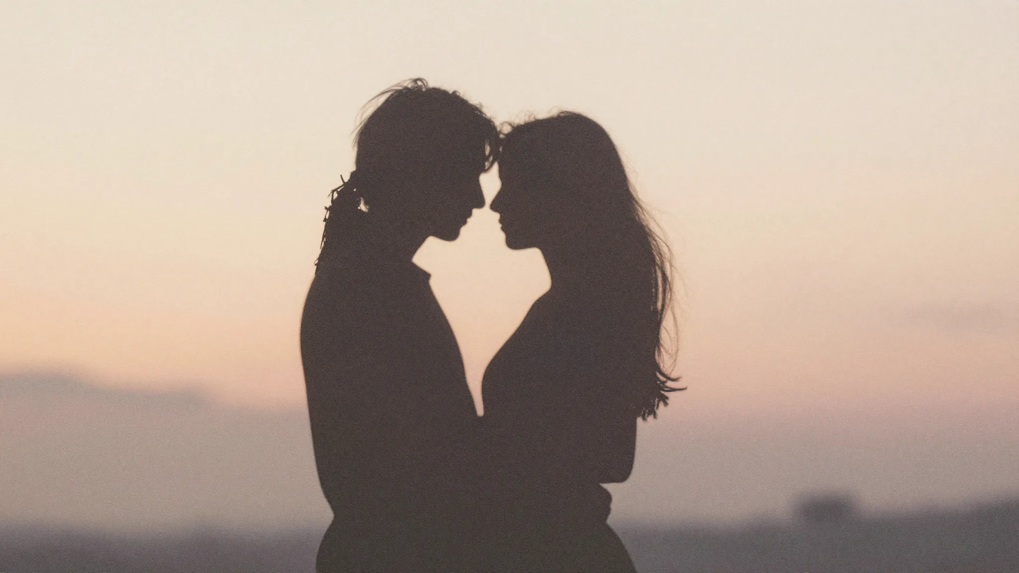 Watercolor style. Minimalist silhouette of two figures in a ...