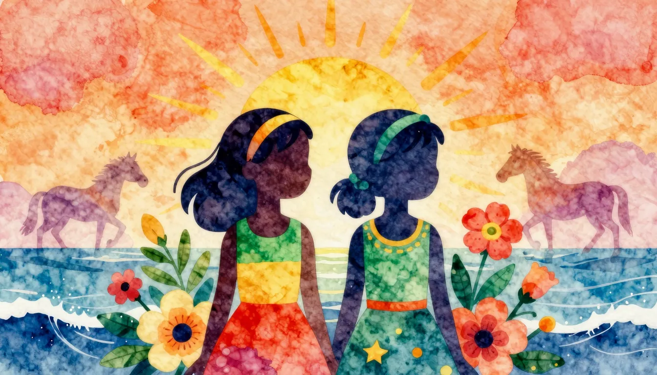 Vibrant watercolor style. Reggae album cover: Two stylized s...