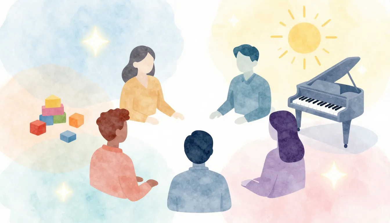 Watercolor style. Abstract silhouettes of four professionals...