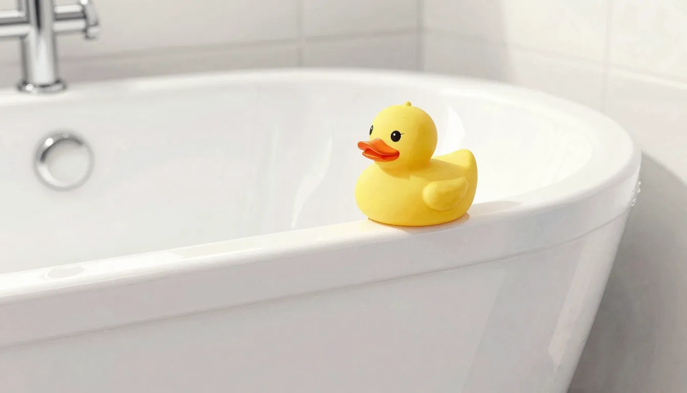 Watercolor style. A shiny, newly resurfaced white bathtub wi...