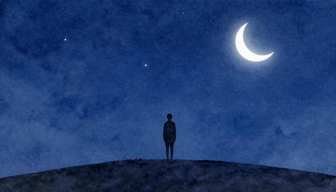 Watercolor style. A minimalist silhouette of a person standi...